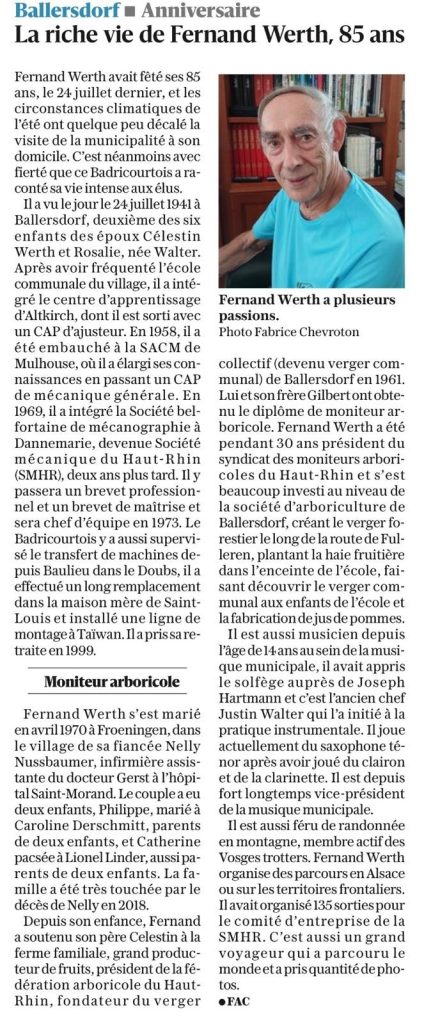 La riche vie de Fernand Werth, 85 ans